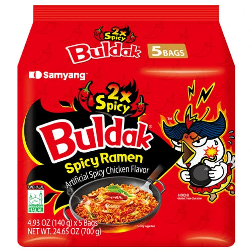 Samyang Buldak 2X Spicy Flavour Ramen Noodles 140 g (Pack of 5)