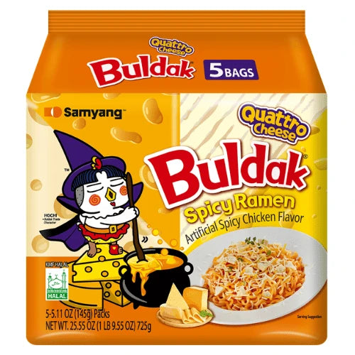 Samyang Buldak Quattro Cheese Flavour Ramen Noodles 140 g (Pack of 5)