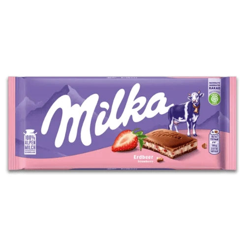 Milka Strawberry Chocolate 90g - Made in Germany