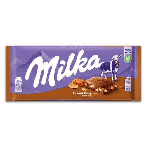 Milka Peanut Crispy Caramel Chocolate 90g - Made in Germany