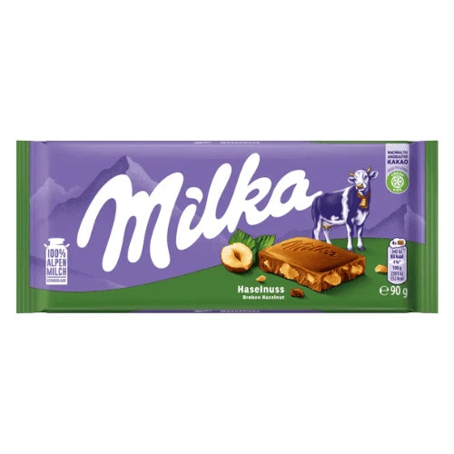 Milka Broken Hazelnut Chocolate 90g - Made in Germany