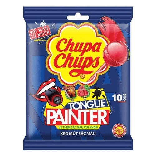 Chupa Chups Tongue Painter Lollipops, Cola and Strawberry Flavors, 93 gm