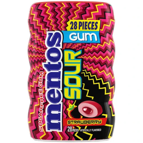 Mentos Sour Strawberry Sugar Free Gum 56g