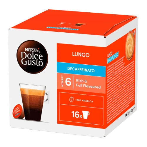 Nescafe Lungo Decaffeinato Dolce Gusto Coffee Capsules - 16 Capsules