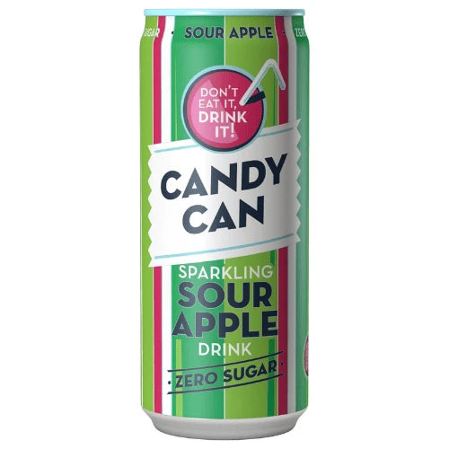 Candy Can Sparkling Sour Apple Drink Free Sugar 330ml