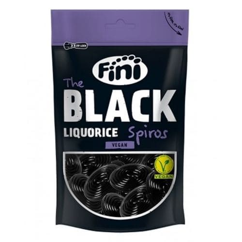 Fini Black Liquorice Spiros 180g - Spanish Candy